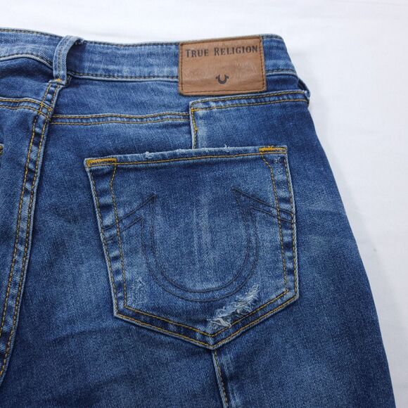 True Religion Jennie Curvy Skinny Denim Button Zip Jeans Womens Size 26 Blue - Picture 4 of 9